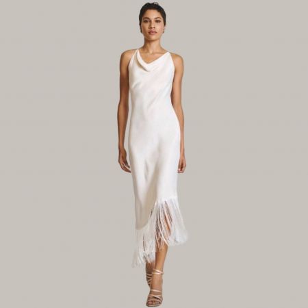 MAXI ABITO SATINATO MONOSPALLA CON MANTELLO RIMOVIBILE  ACCESS FASHION